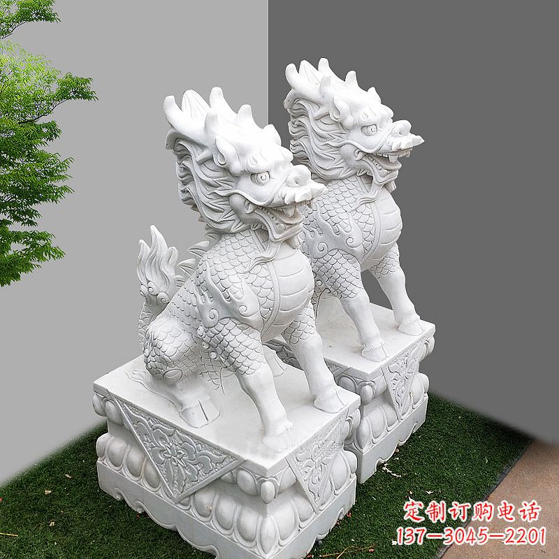 保定品质出众的汉白玉麒麟大门石雕塑