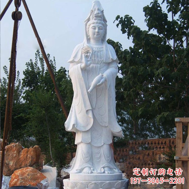 保定汉白玉滴水观音石雕