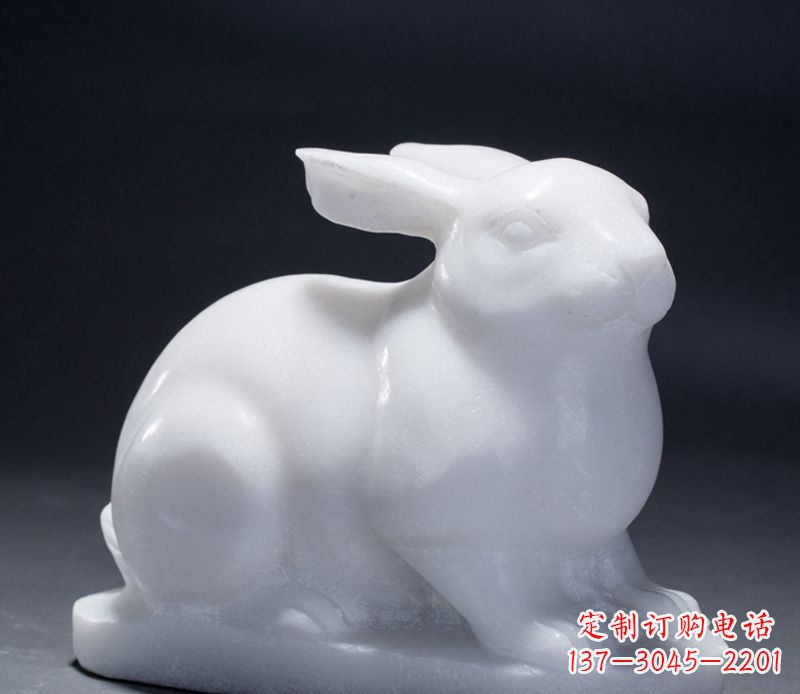 保定精致汉白玉兔子雕塑