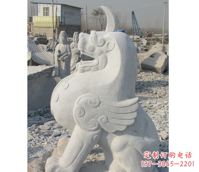 保定汉白玉独角兽石雕