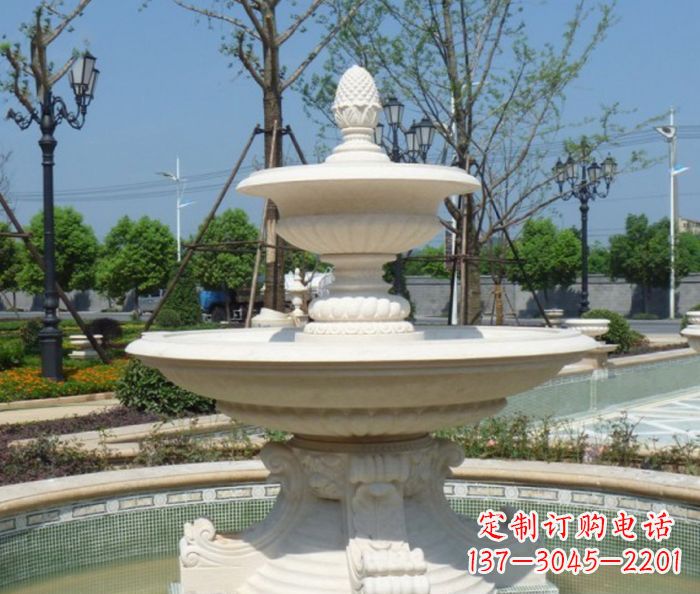 保定汉白玉多层喷泉石雕