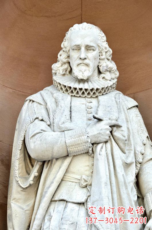 保定汉白玉弗朗西斯·培根石雕塑像-世界名人英国著名哲学家雕塑