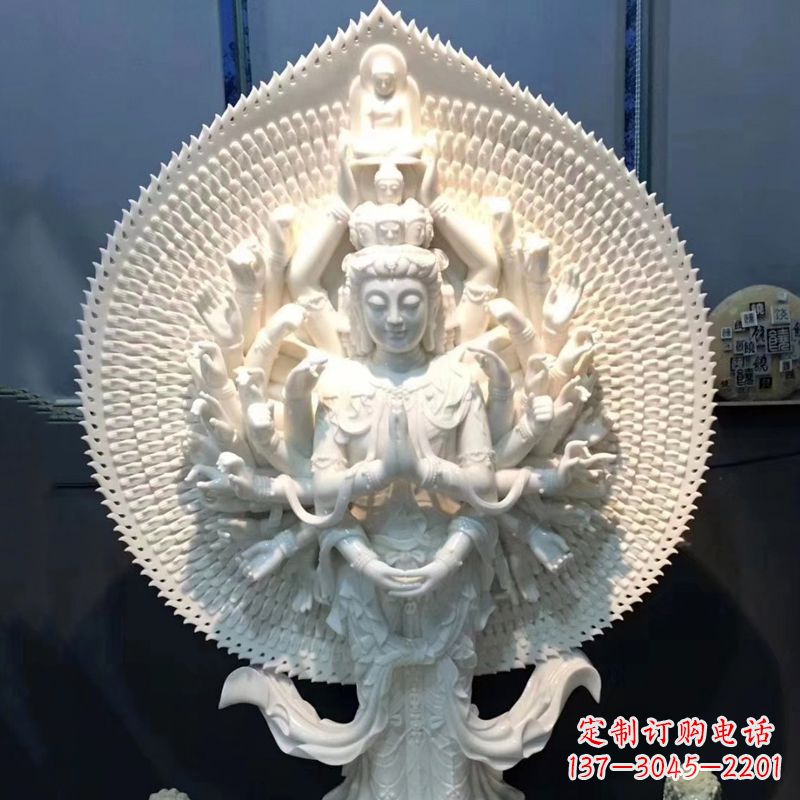 保定汉白玉浮刻千手观音雕塑