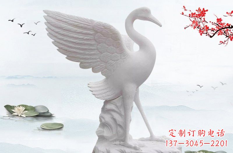 保定开启一段神奇变化之旅——汉白玉仙鹤雕塑
