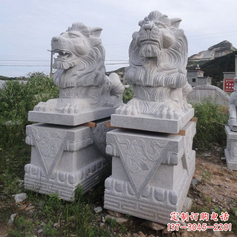 保定汇丰狮子石雕,精美雕塑展现霸气