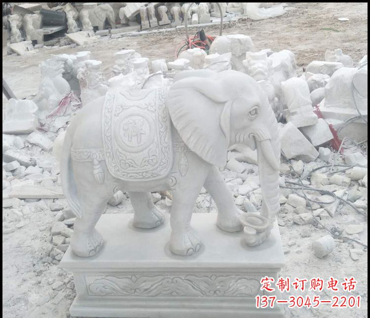 保定汉白玉吉祥大象雕塑