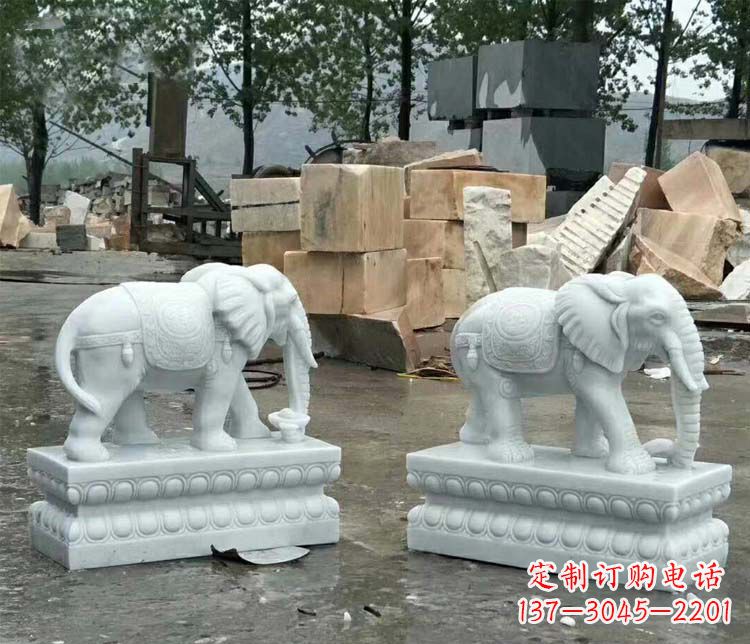 保定守护吉祥家门的玉质大象雕塑