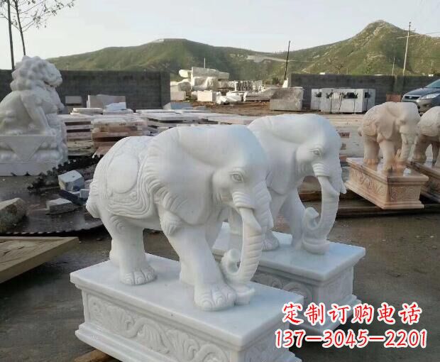 保定汉白玉吉祥如意大象门口石雕 (2)