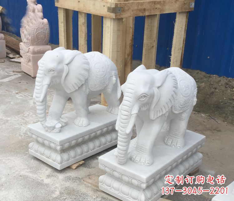 保定高端汉白玉吉祥如意大象门口招财雕塑