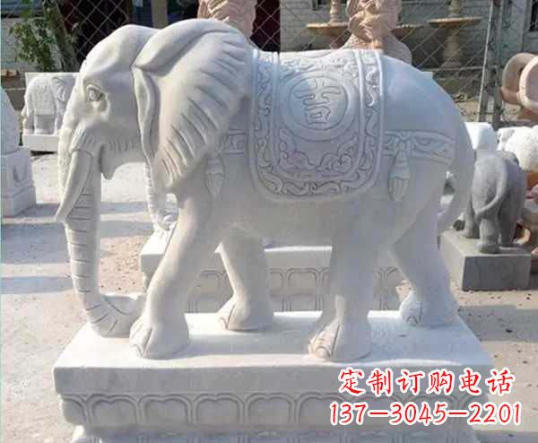 保定汉白玉吉祥如意招财镇宅大象石雕_1
