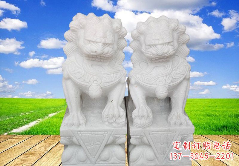 保定汉白玉狮子雕塑表达勇士之气