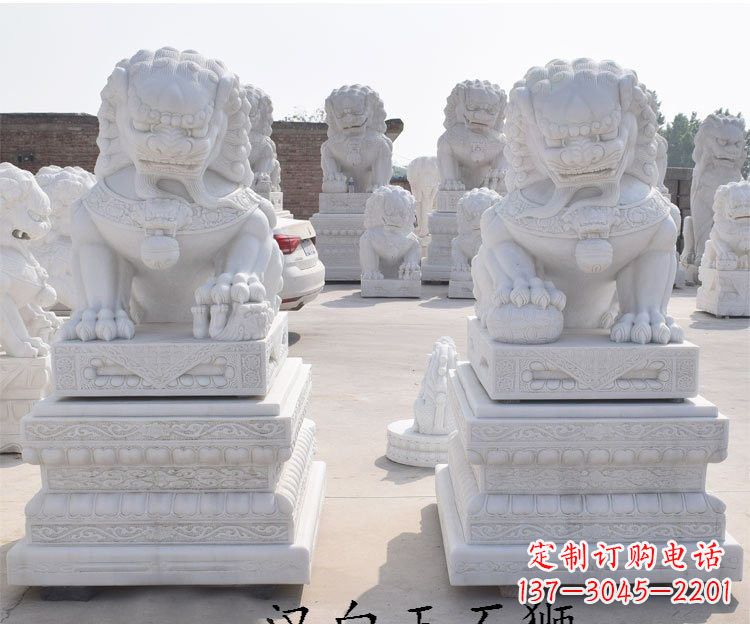 保定汉白玉看门狮子雕塑