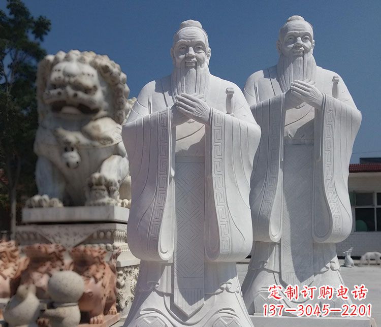 保定以瑰丽石雕塑令孔子长存——汉白玉孔子校园古代名人石雕