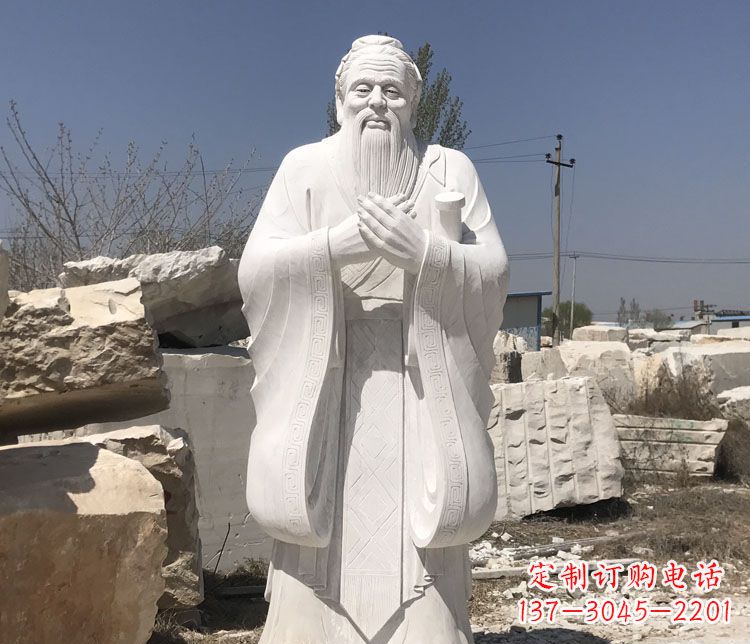 保定汉白玉孔子行教像学校古代名人石雕
