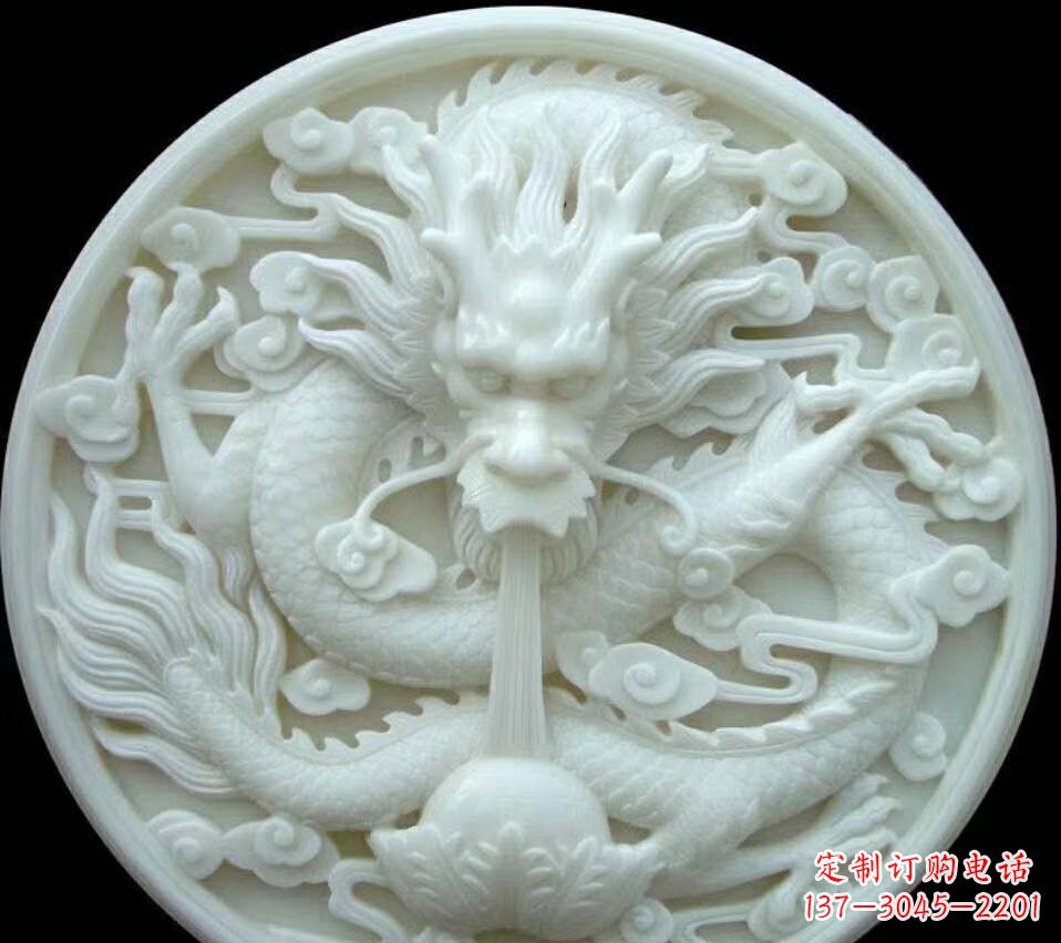 保定汉白玉雕刻龙头摆件,悠然吟诗引领风尚