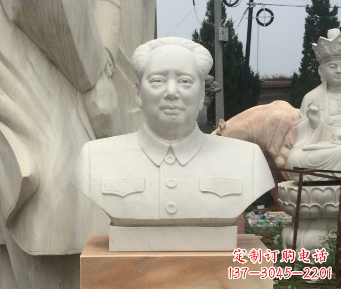 保定高端汉白玉毛主席胸像校园伟人石雕