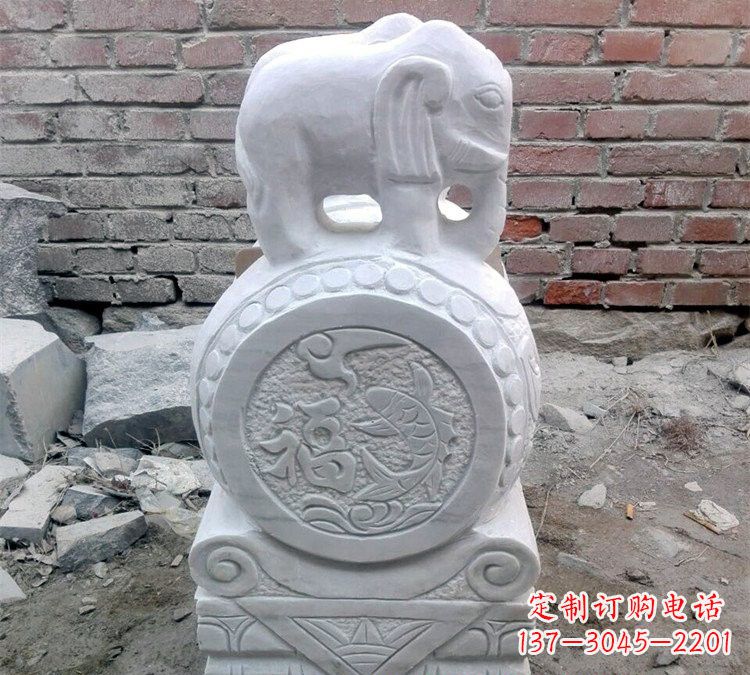 保定汉白玉门口大象抱鼓石