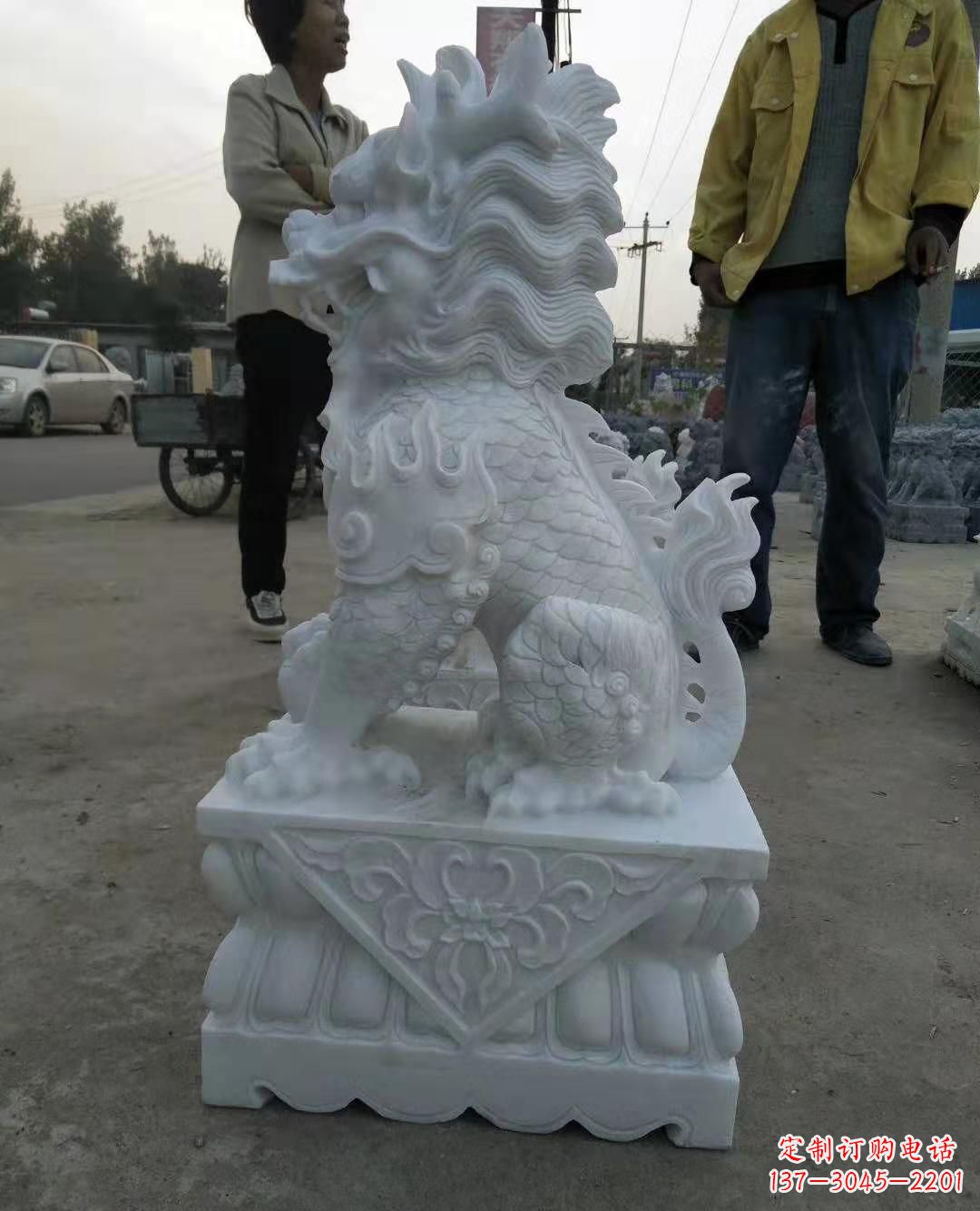 保定汉白玉门口古代神兽镇宅麒麟雕塑