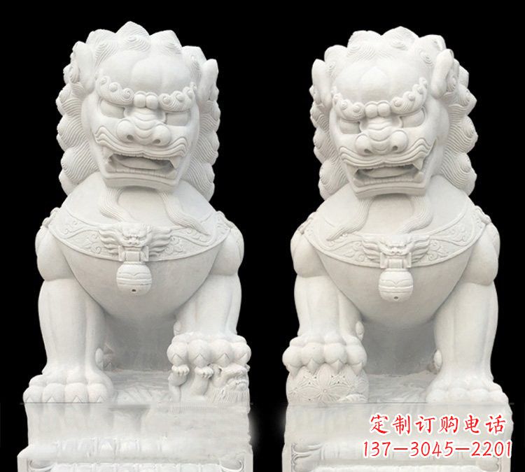 保定玉质狮子门口雕塑是由中领雕塑定制制作的,…