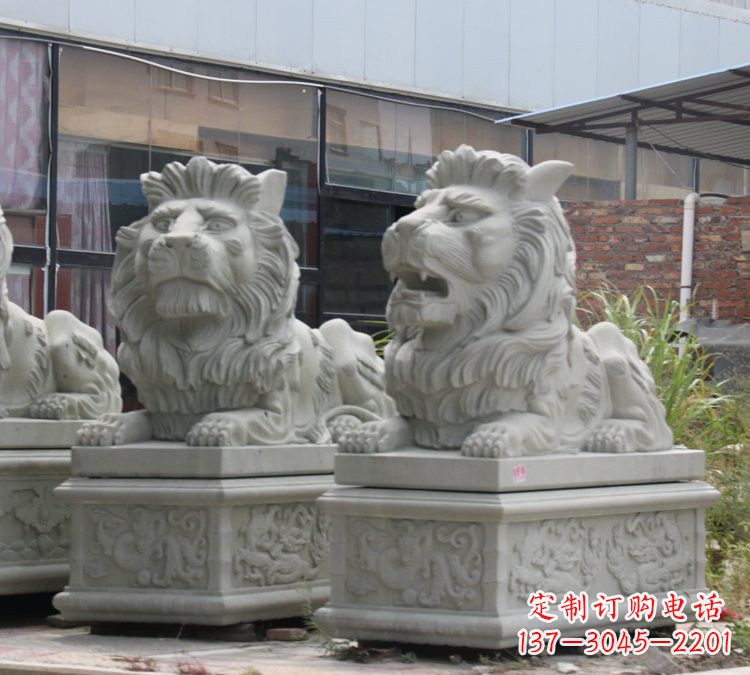 保定汉白玉狮子雕塑,欧式风格精美雕塑