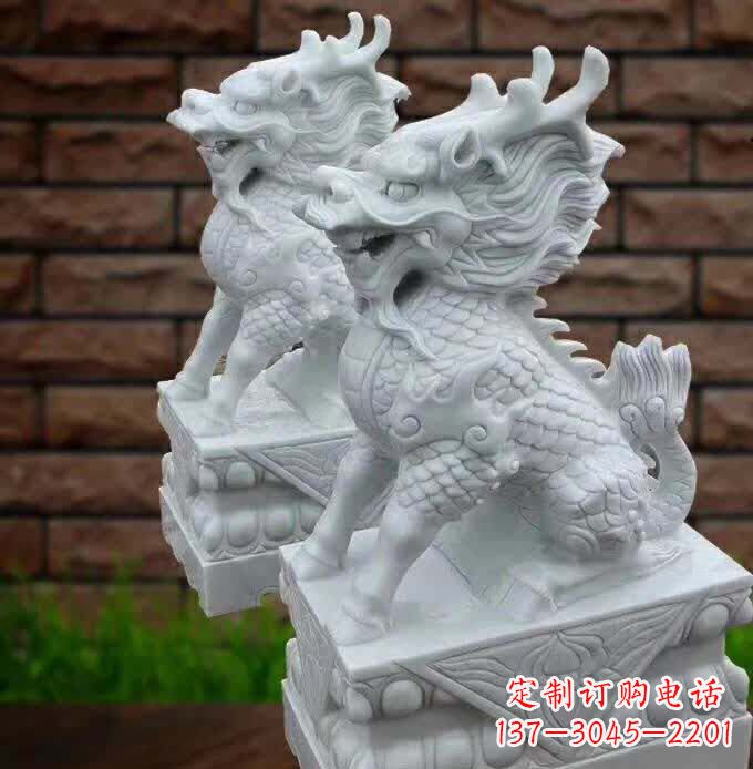 保定中领雕塑推出的汉白玉麒麟雕塑，精美的外形…