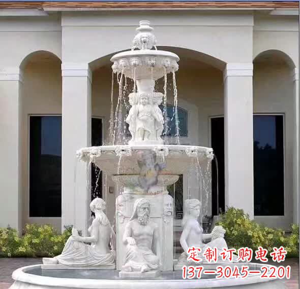 保定汉白玉精美完美的喷泉雕塑