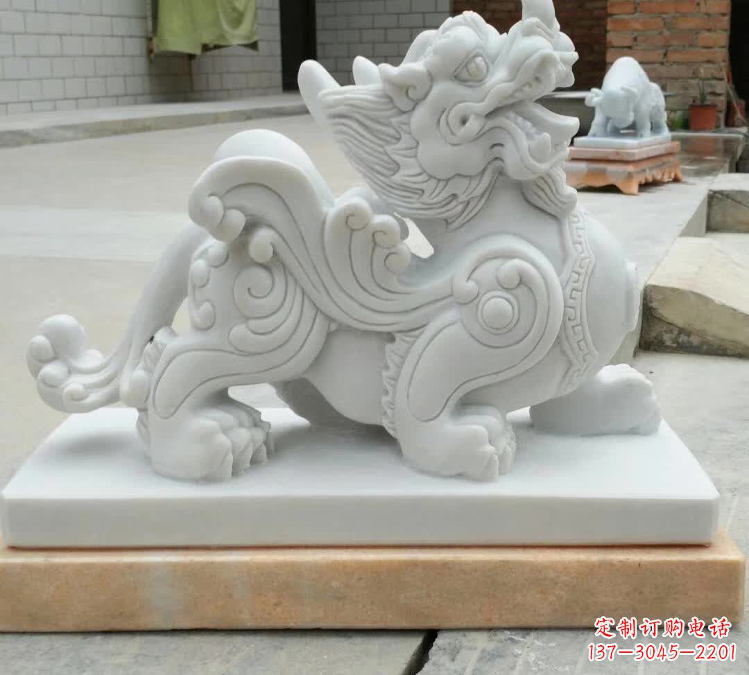 保定汉白玉神兽貔貅雕塑