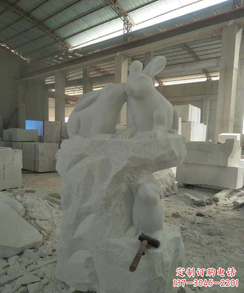 保定精美的中国古典生肖兔雕塑