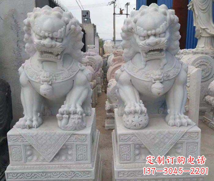 保定汉白玉狮子招财动物石雕