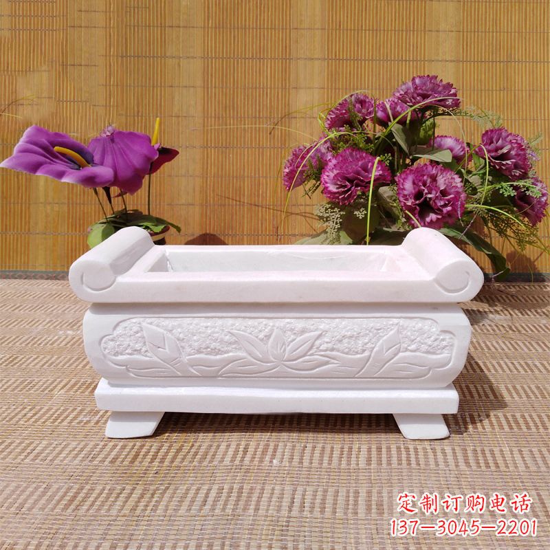 保定汉白玉石特色香炉雕塑