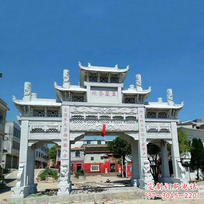 保定全新定制石牌坊雕塑,为您的寺院注入历史文脉
