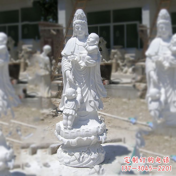 保定手工精美的汉白玉观音像