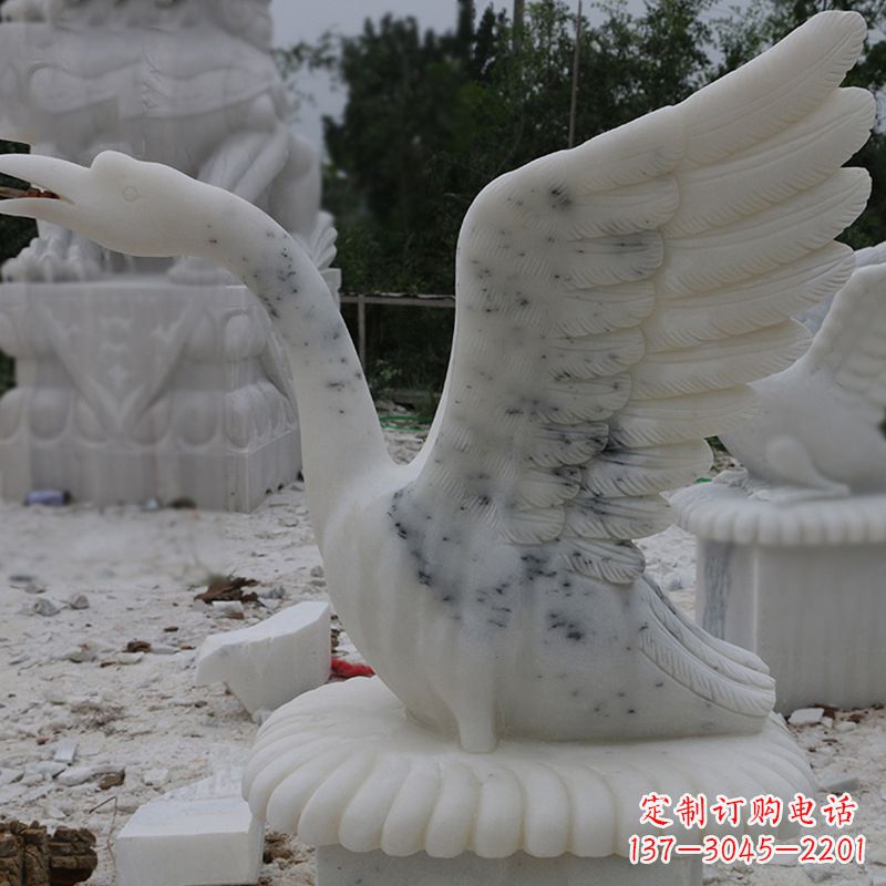 保定汉白玉天鹅石雕,精美绝伦,令人叹为观止