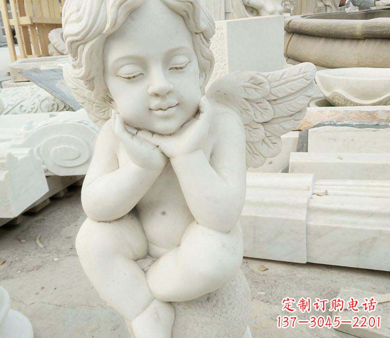 保定汉白玉小天使西方儿童石雕