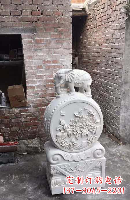 保定汉白玉小象抱鼓石