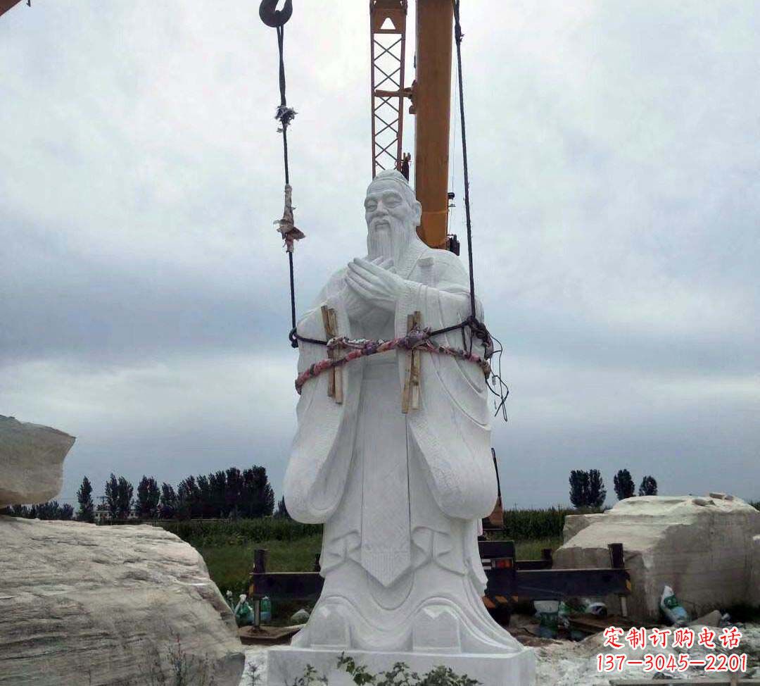 保定超越传统汉白玉校园孔子雕塑