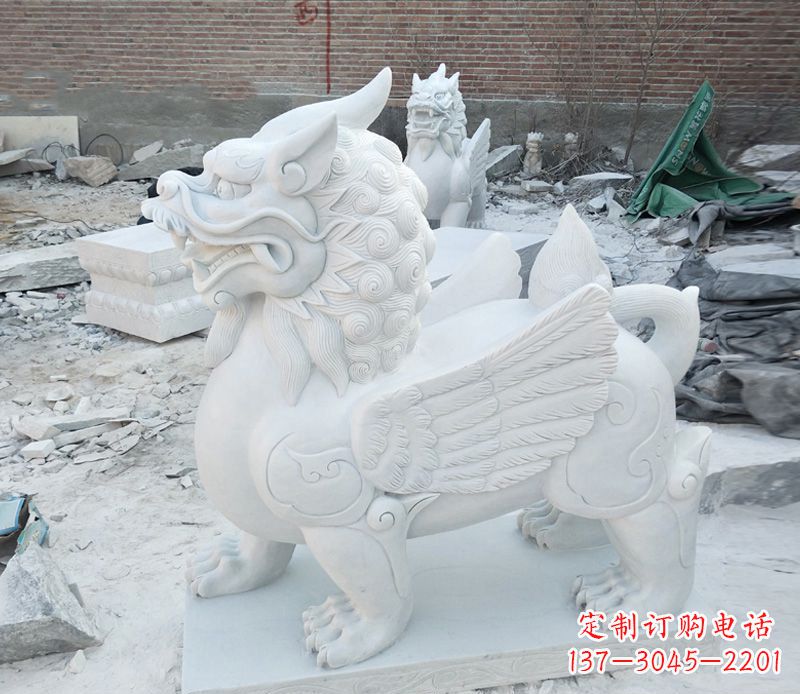 保定品质卓越的汉白玉独角兽雕塑