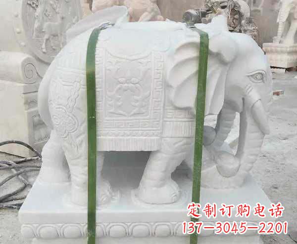 保定瑞气四溢的汉白玉招财大象雕塑
