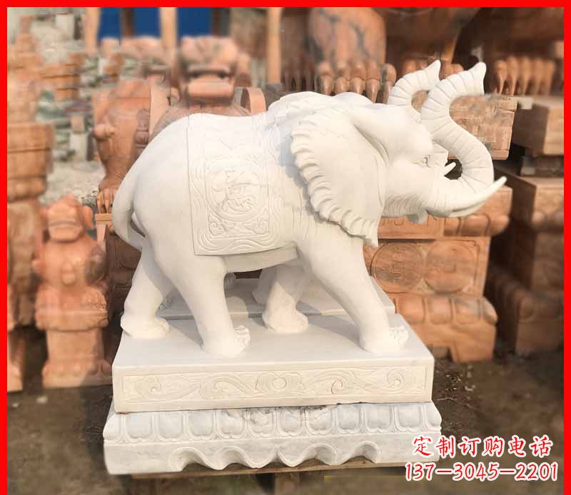 保定汉白玉招财大象雕塑