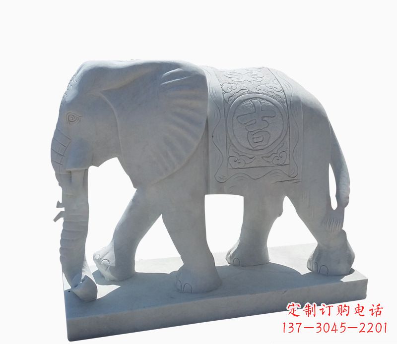 保定桃花开,当铺金,汉白玉大象雕塑,吉祥引财