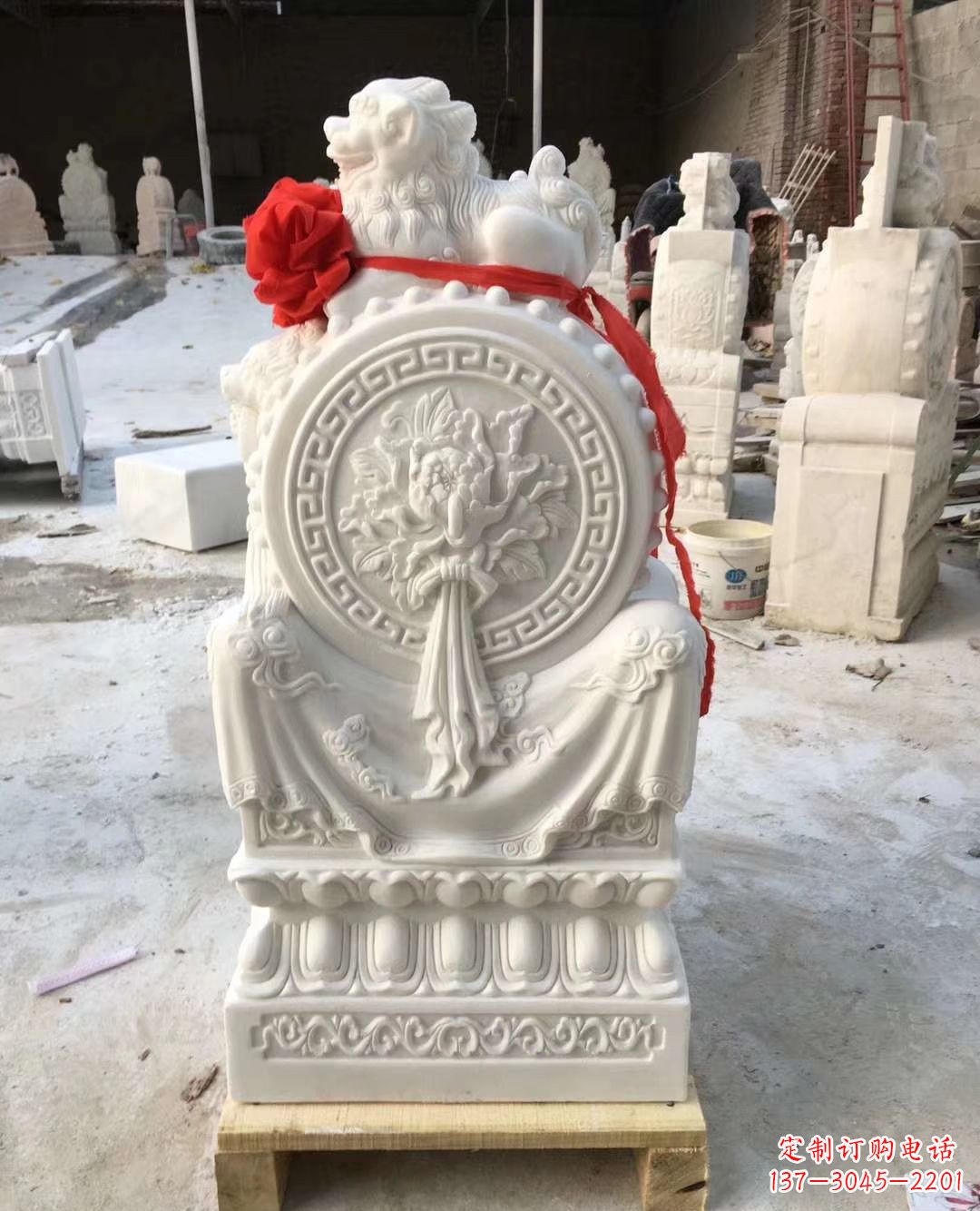 保定纯手工汉白玉狮子雕塑