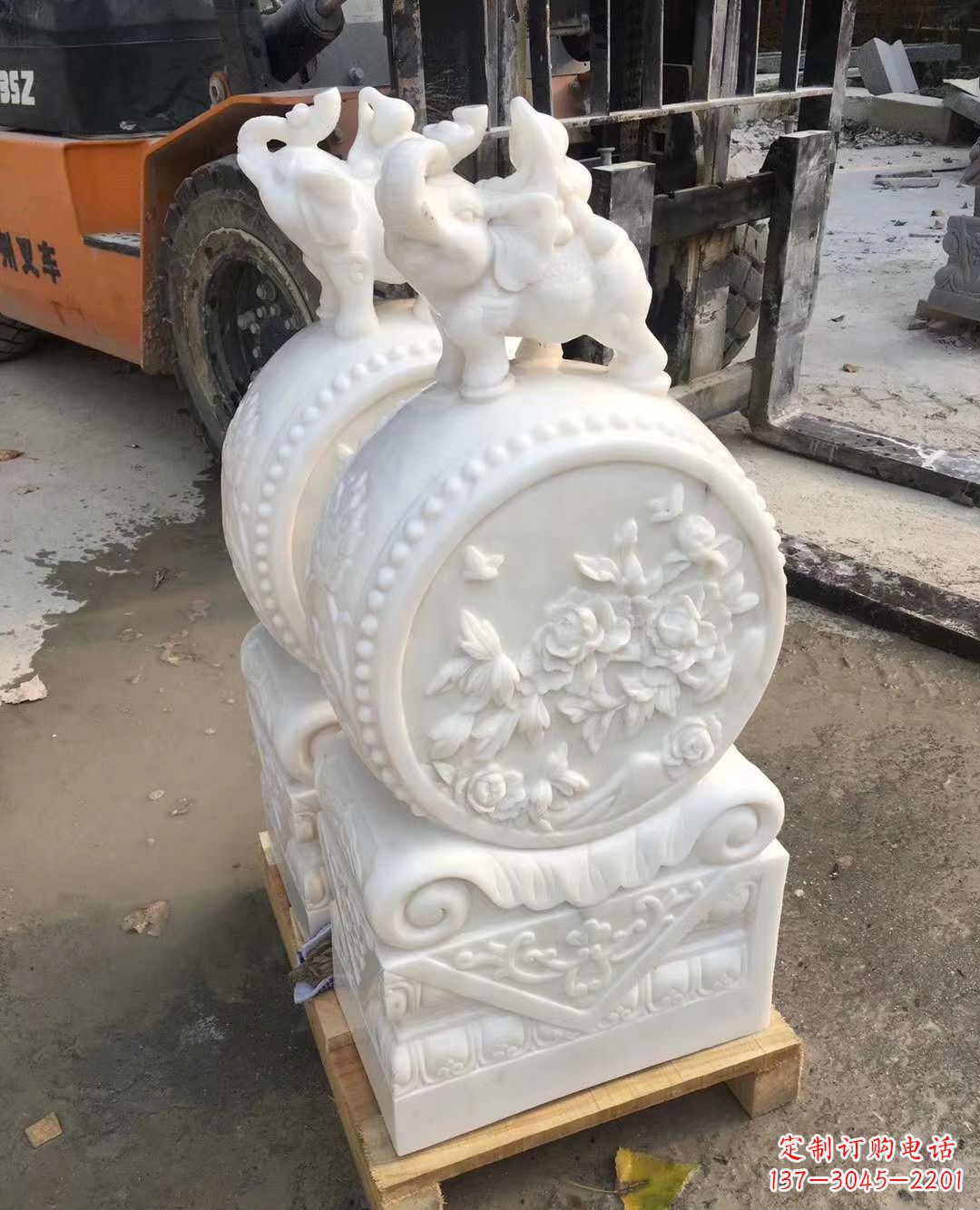 保定精致小象招财石门墩,树立你的百年吉祥