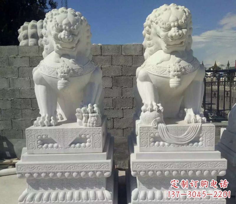 保定汉白玉镇宅狮子石雕塑