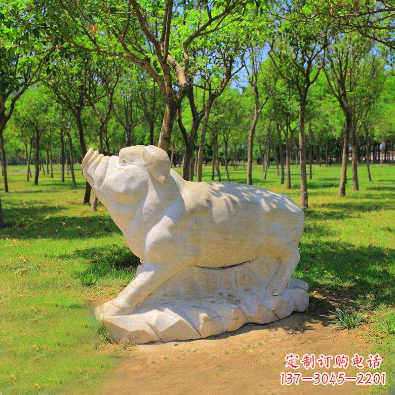 保定传统十二生肖精美手工猪石雕动物雕塑