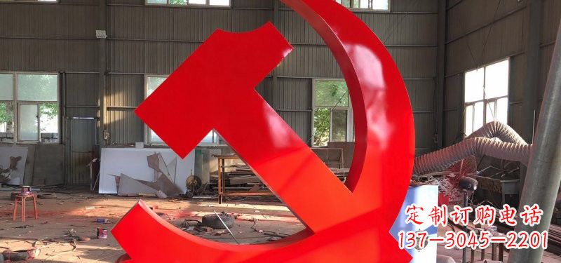 保定河南不锈钢党徽雕塑,精致而完美