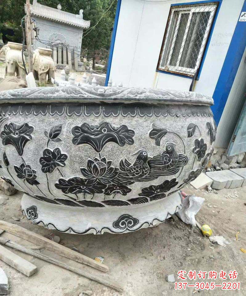 保定荷花石雕水缸,给你安静的空间