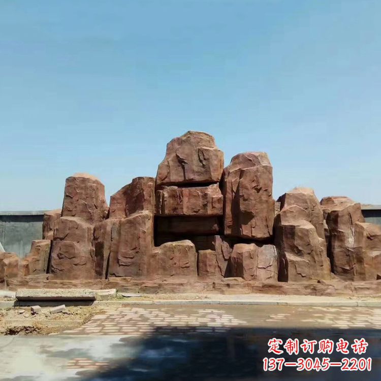 保定假山雕塑,红色塑石精美制作