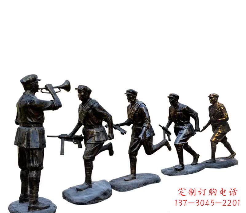 保定传承红色精神，红军铜雕震撼人心