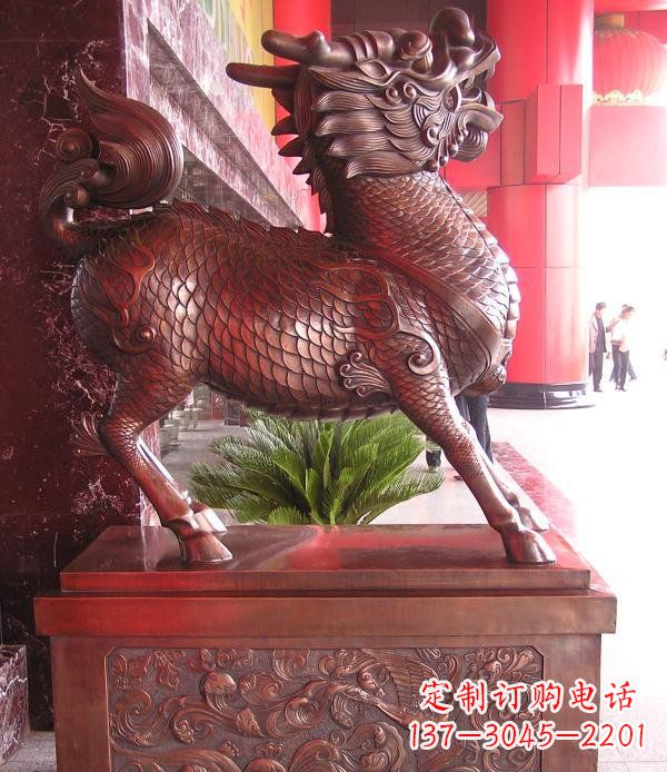 保定红铜麒麟神兽铜雕