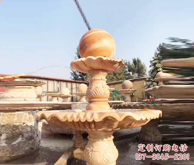 保定湖北石雕风水球喷泉——精品水泵雕塑